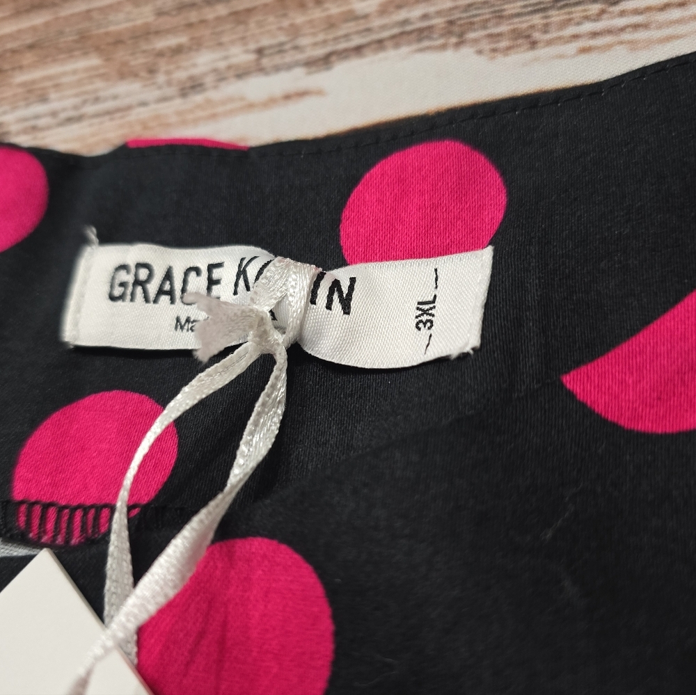 Grace Karin Polka Dot Dress  Black Pink Swing Flare  3XL - Picture 6 of 8